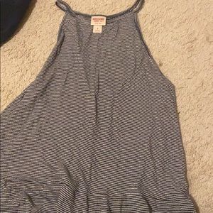 navy blue and white striped tank top